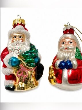 Christmas Blown Glass Santa Ornaments 1 UT Unique Treasures Set of 2